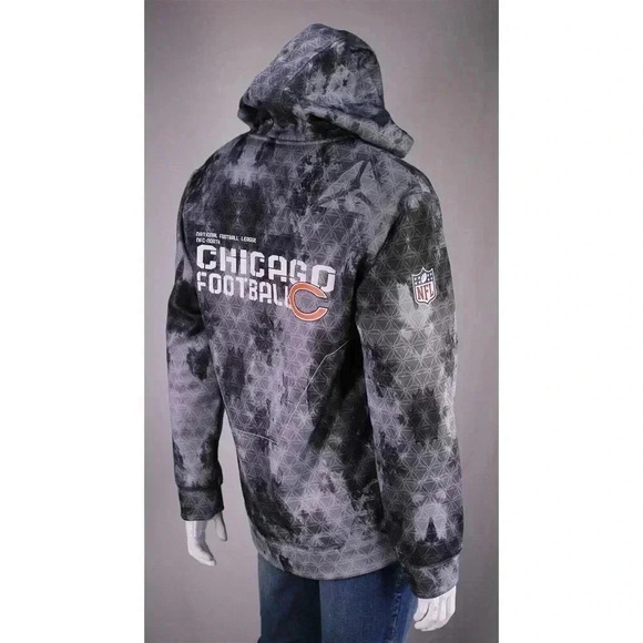 Reebok On-Field Gray Chicago Bears Full Zip Front Hooded Jacket M - Picture 8 of 13